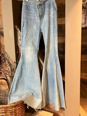 Free People Light Wash High-Rise Flare Jeans